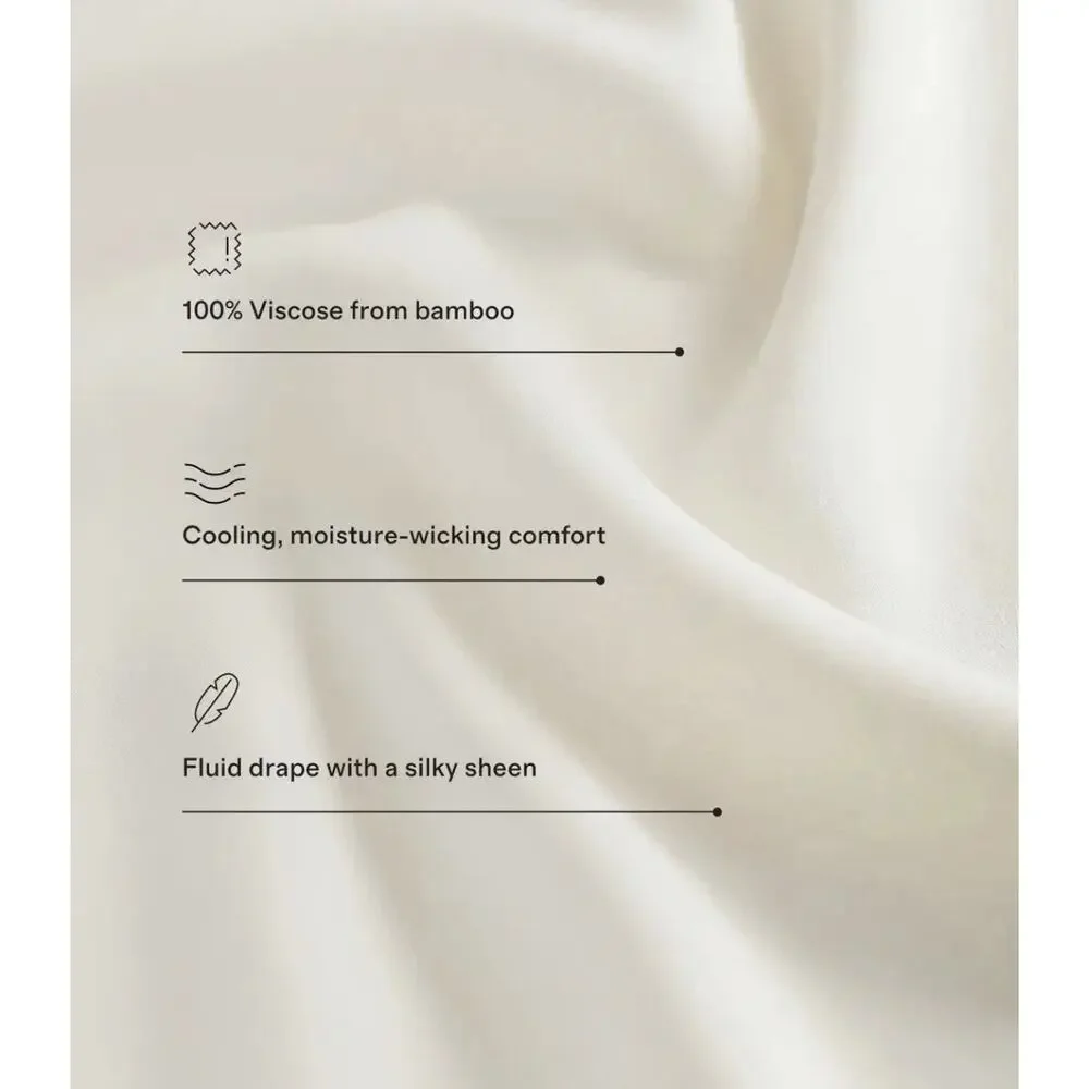 NEW Quince 100% Organic Bamboo Sheet Set Queen SAND~ FLAT Sheet + 2 Pillowcases